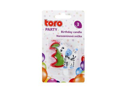 Dortová svíčka číslice "3" TORO zapichovací 5cm koník