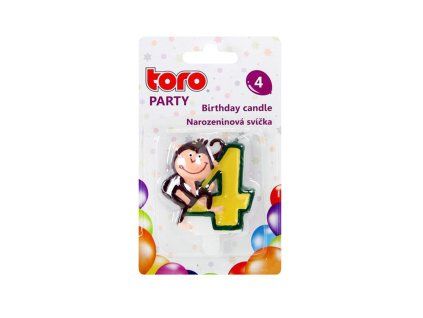 Dortová svíčka číslice "4" TORO zapichovací 5cm opička