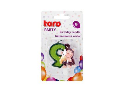 Dortová svíčka číslice "9" TORO zapichovací 5cm opička