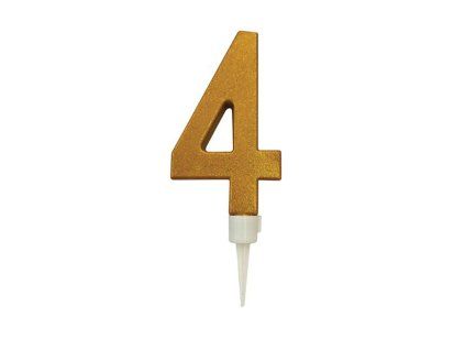 Dortová svíčka číslice "4" TORO zapichovací 16cm zlatá