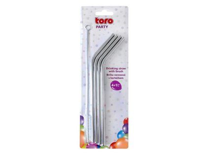 Nerezová brčka s čistícím kartáčkem TORO 4ks