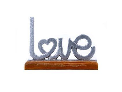 DEKORACE "LOVE" NA DŘEVĚNÉM PODSTAVCI 25X17CM