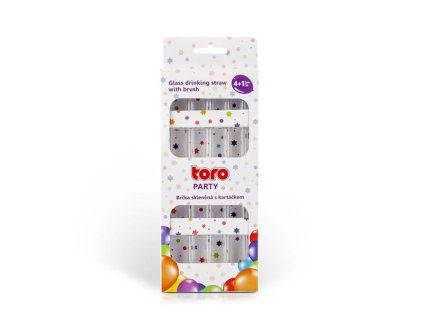 Skleněná brčka s kartáčkem TORO 4+1