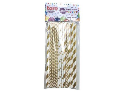 Papírová brčka 20cm TORO zlatá 25ks