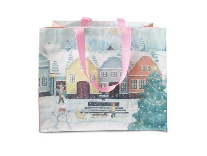 TAŠKA NÁKUPNÍ VÁNOČNÍ VESNIČKA 43X37X21,5CM