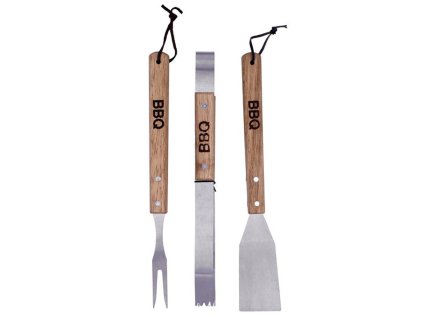 NÁČINÍ GRILOVACÍ BBQ SET 3KS DŘEVĚNÁ RUKOJEŤ