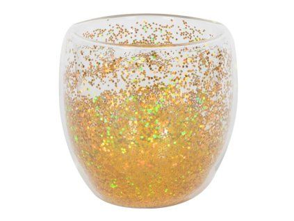 Sklenice s dvojitým sklem 250ml zlaté konfety