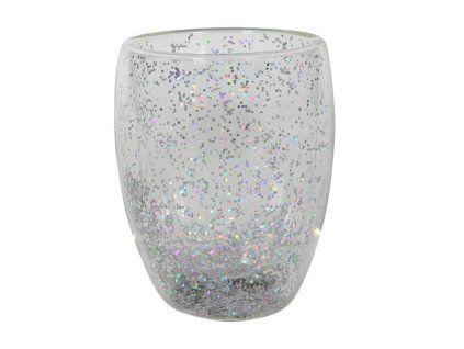 Sklenice s dvojitým sklem 350ml stříbrné konfety