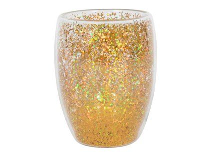 Sklenice s dvojitým sklem 350ml zlaté konfety