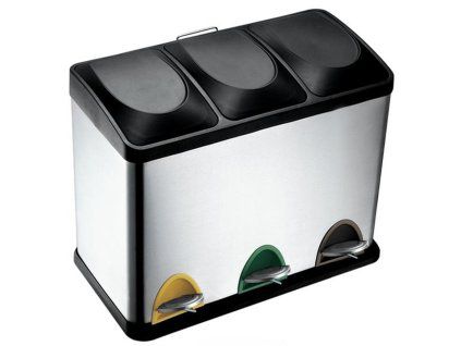 Nerezový nášlapný odpadkový koš na tříděný odpad TORO 45l