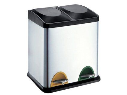 Nerezový nášlapný odpadkový koš na tříděný odpad TORO 30l