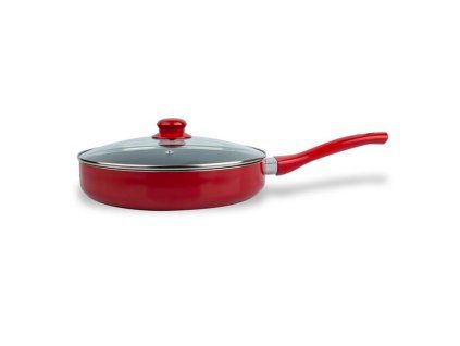 Hluboká pánev s poklicí KITCHISIMO Rosso 28cm nepřilnavý povrch