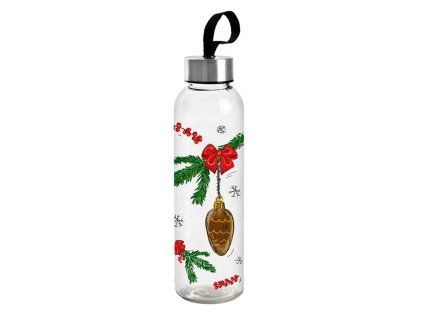 Skleněná láhev s víčkem TORO 500ml vánoční dekor