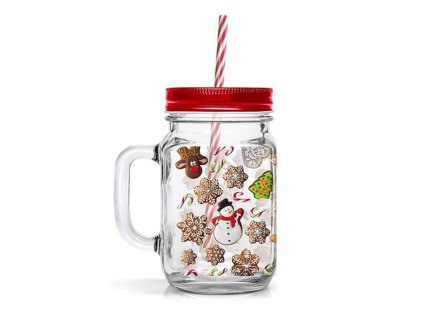 SKLENICE MASON S VÍČKEM A BRČKEM 450ML PERNÍČKY