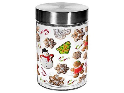 Skleněná dóza na cukroví TORO 1100ml perníčky