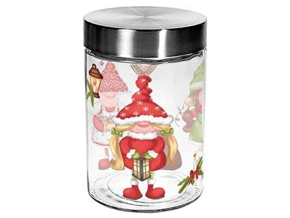 Skleněná dóza na cukroví TORO 1100ml elfíci