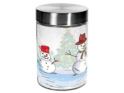 Skleněná dóza na cukroví TORO 1100ml sněhulák