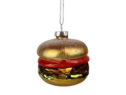 OZDOBA VÁNOČNÍ HAMBURGER 7,5X8,5CM SKLO