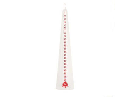 SVÍČKA KÓNICKÁ ADVENTNÍ, 25CM, BÍLÁ