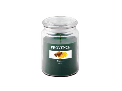 SVÍČKA VE SKLE S VÍČKEM 510G, KOŘENÍ