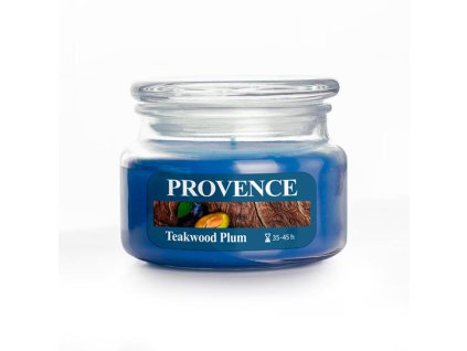 Vonná svíčka ve skle PROVENCE 45 hodin teakové dřevo a švestka