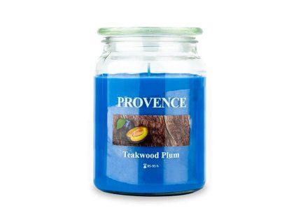 Vonná svíčka ve skle PROVENCE 95 hodin teakové dřevo a švestka