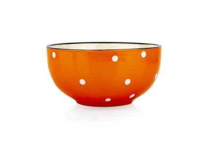 MISKA ORANŽOVÁ S BÍLÝMI PUNTÍKY,490ML13CM KERAMIKA