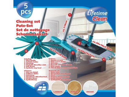 Set čistící - 2 x mop, 1 x smeták