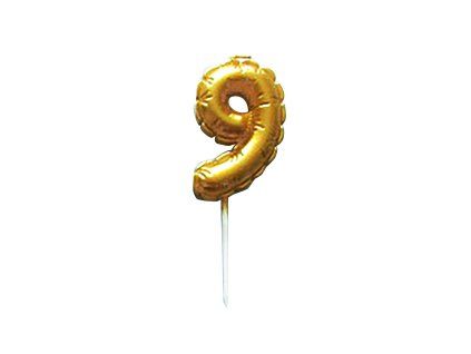 Dortová svíčka číslice "9" TORO zapichovací balónek 6cm