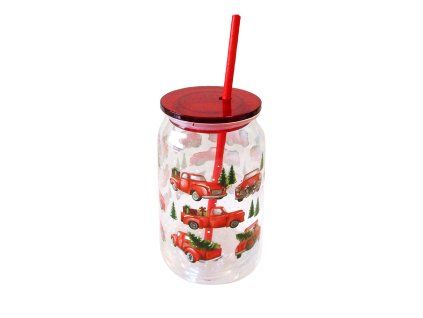 Sklenice s brčkem TORO 480ml vánoční motiv