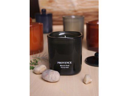 Vonná svíčka ve skle PROVENCE 25 hodin black oud