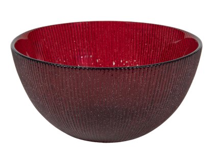 MISKA LESKLÁ ČERVENÁ S GLITRY D15*7CM 0.5L