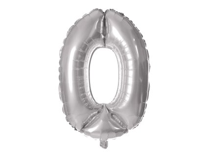 BALÓNEK ČÍSLICE 0, 30CM, MATNĚ STŘÍBRNÁ