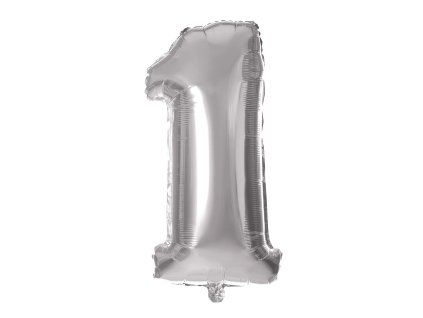 BALÓNEK ČÍSLICE 1, 30CM, MATNĚ STŘÍBRNÁ