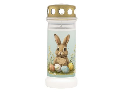 SVÍČKA HŘBITOVNÍ DESIGN VELIKONOČNÍ ZAJÍČEK BÍLÁ