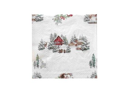 UBROUSKY VÁNOČNÍ ZIMNÍ KRAJINA 3VRSTVÉ 33X33CM