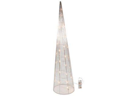 DEKORACE VÁNOČNÍ KUŽEL 30LED 80CM STŘÍBRNÁ ČAS.2XA