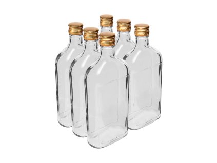 láhev placatka 500ml skleněná s uzávěrem (6ks)