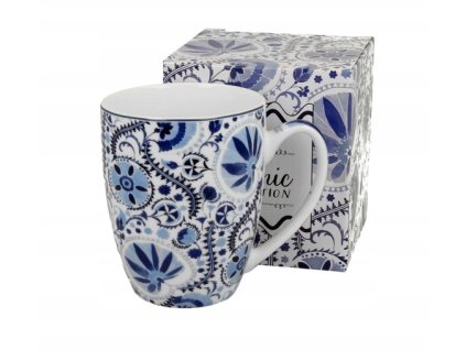 hrnek 360ml ETHNIC květy modré, porcelán, DB