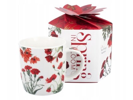 hrnek 400ml SPRING-červené květy, porcelán, DB
