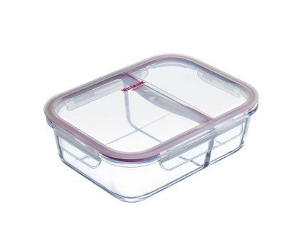 Dóza na potraviny s dvěma přihrádkami, skleněná 980 ml