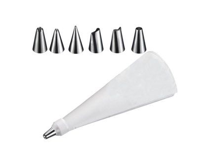 Set zdobící STEEL s 6 malými nerezovými nástavci, sáček 30 cm / 8 dílů