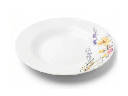 talíř d23cm hluboký TULYA, luční květiny, porcelán