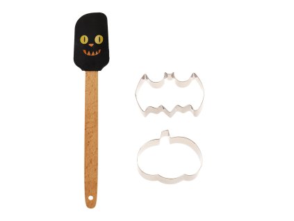 sada na pečení 3díl.(1xstěrka silikon,2xvykrajovačka) HALLOWEEN mix