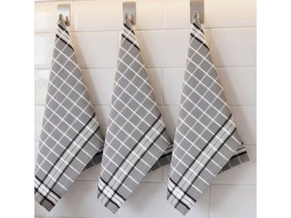 utěrka 3ks 70x50cm BISTRO Grey D.-kuch., 100% EGYPTSKÁ bavlna