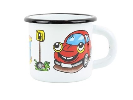 hrnek d 7cm, bílý AUTO, 0,25l, čes.smalt