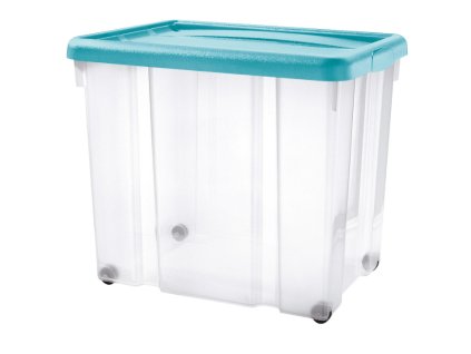 Úložný box s kolečky PUZZLE 80 l transp/modrá