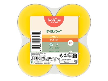 SVÍČKY ČAJOVÉ MAXI MANGO, SADA 4KS