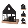 dekorace DOMEK 13x17cm na čajovou svíčku Al ČER/dřevo mix 35 6631