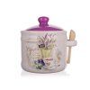 dóza 400ml LAVENDER keramická s dřevěnou lžičkou